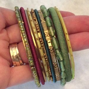 Bangle Bracelet Party in Green Gold Yellow Purple